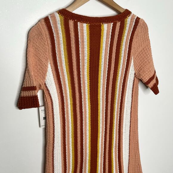 Free People Mini Dress Womens XS Lollipop Sunset Stripe Knit Boho Festival 70s - Picture 10 of 14